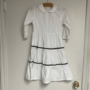 White and Brown Trim Kids Dress excellent condition size 7